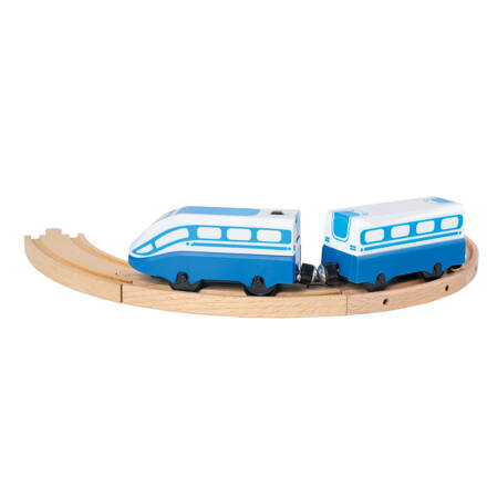 Blue passenger train