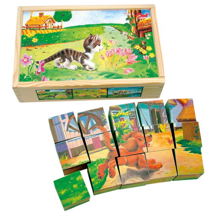 Playing cubes domestic animals