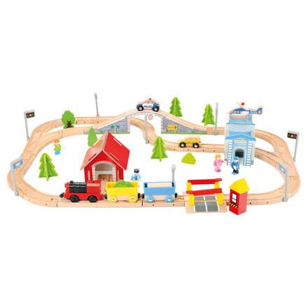 Wooden Railway Set 80 pcs