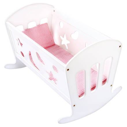 Doll cradle with linens