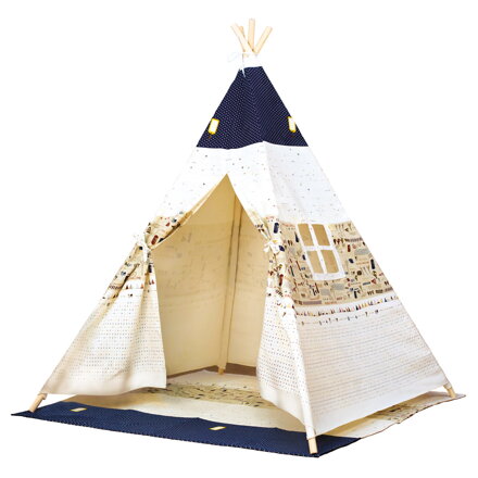 Spielzelt TeePee, blau-beige